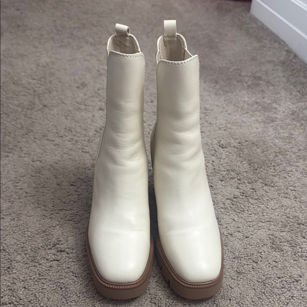 Sam Edelman Cream Ankle Booties with Square Toe